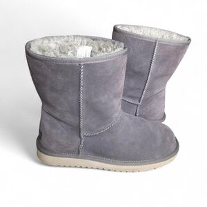 KOOLABURRA BY UGG KOOLA SHORT RABBIT GREY SUEDE SHEEPSKIN BOOTS SIZE US 8